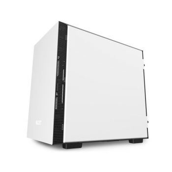 NZXT H210i - Mini ITX PC Gaming Case - Front I/O USB Type-C Port - Tempered Glass Side Panel Cable Management - Water-Cooling Ready - Integrated RGB Lighting - Steel Construction - White/Black