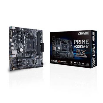 ASUS Prime A320M-K AMD AM4 uATX Motherboard with LED Lighting