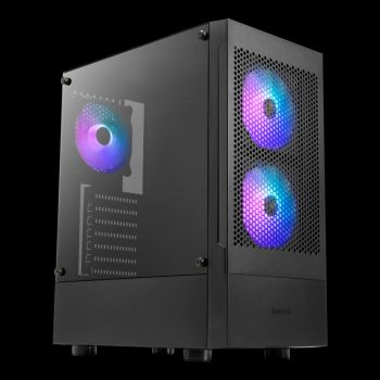 Gamdias Talos E3 Mesh Black Cabinet (Mid Tower, Front Mesh Panel,Pre-installed Fans : Front:2 x 120mm ARGB Fans  , I/O Front Panel With ARGB Streaming Lighting,363 x 210 x 447 mm