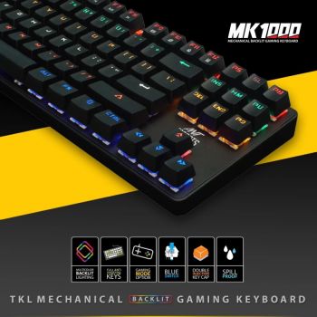 Ant Esports Gaming Keyboard MK1000 Mechanical Multicolor LED Backlit Wired -Black