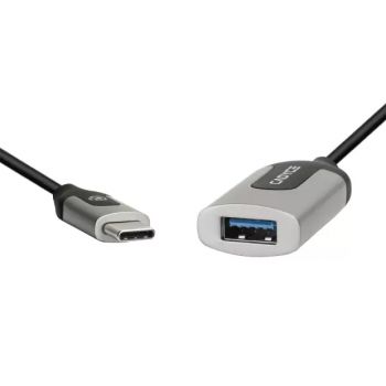 Cadyce Cadmium Premium Braided USB-C to USB 3.0 A Type Female Cable (Length 15cm)  Space Grey (CA-C3AF - Space Grey)