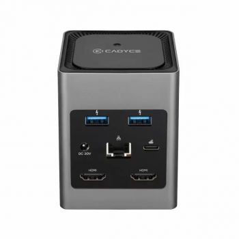 Cadyce QBEEDOCK Dual HDMI® Cube Docking Station with USB 3.0 Hub, Gigabit Ethernet, Adapter with 85W USB-C® PD Charging Port. (CA-2HDQD)