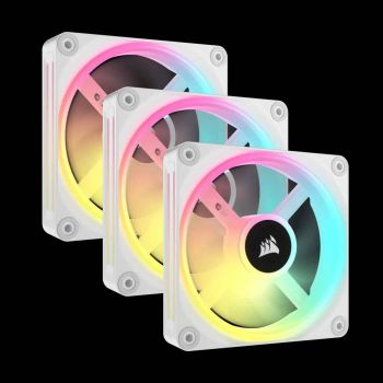  Corsair iCUE LINK QX120 RGB 120mm PWM PC Fans Starter Kit with iCUE LINK System Hub - White (CO-9051006-WW)