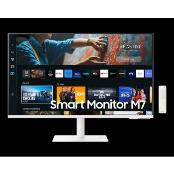 Samsung LS27CM703UWXXL 27"4K,  Spk 10W Office 365 Smart Borderless, sRGB 99% Type C, HDMI-2, USB-3, 10w Speakers Wifi, Bluetooth, Height Adjustment Smart Monitor