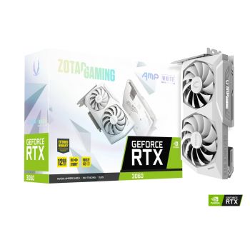 Zotac Gaming GeForce RTX 3060 Amp White Edition 12GB GDDR6, 192 Bit, 1867/15000, HDCP, Three DP, HDMI, Premium Pack (ZT-A30600F-10M)
