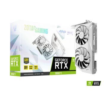 Zotac Gaming GeForce RTX 3060 Ti Amp Lhr White Edition 8GB GDDR6, 256 Bit, 1755/14000, HDCP, Three DP, HDMI, Medium Pack (ZT-A30610F-10MLHR)